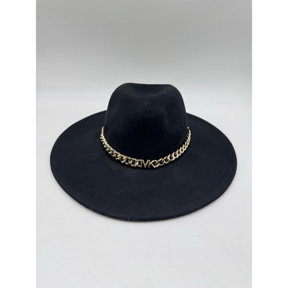 MICHAEL KORS chain detail adjustable women's wool felt fedora hat - Black - M/L - Picture 5 of 10